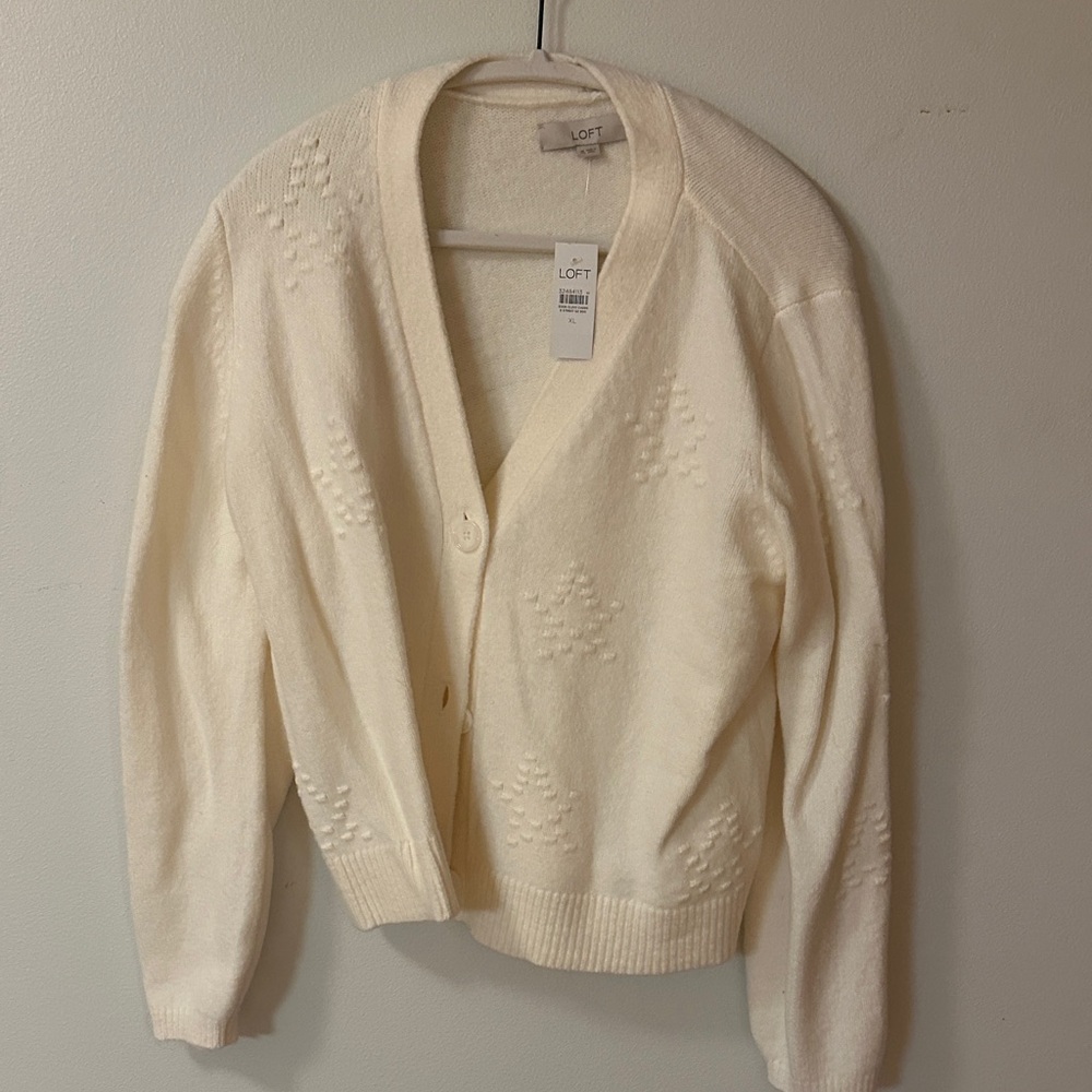 LOFT Women's Ivory Textured Cardigan